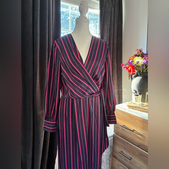 Striped Long Sleeve Wrap Jumpsuit - Picture 4 of 4